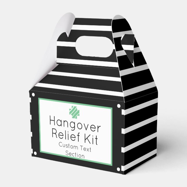 Chic Black and Mint Hangover Relief Kit Favour Box (Front Side)