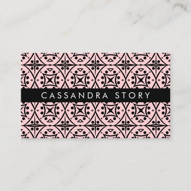 Chic Black and Pink Modern Pattern Business Card (Front)
