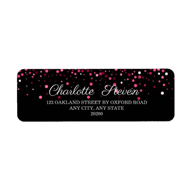 Chic Black and Pink Rose Gold Return Address  (Front)