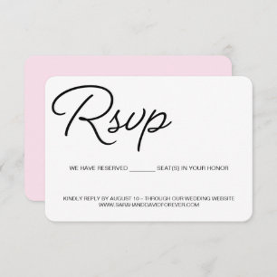 Chic Black and pink RSVP wedding reserved seat