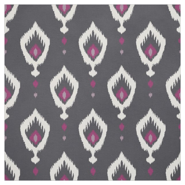 Chic black and purple ikat tribal patterns fabric (Swatch)