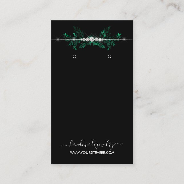 Chic Black and Silver Glitter Earring Display Business Card (Front)