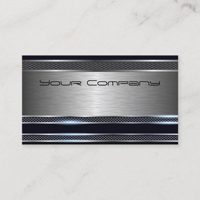 Chic Black and  Silver Professional Business Card (Front)