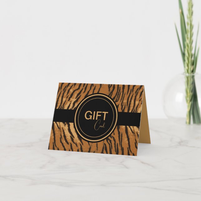 Chic Black and Tan Tiger Stripe Gift Card Holder (Front)