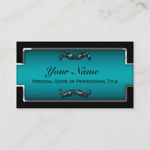 Chic Black and Teal Metallic Business Cards
