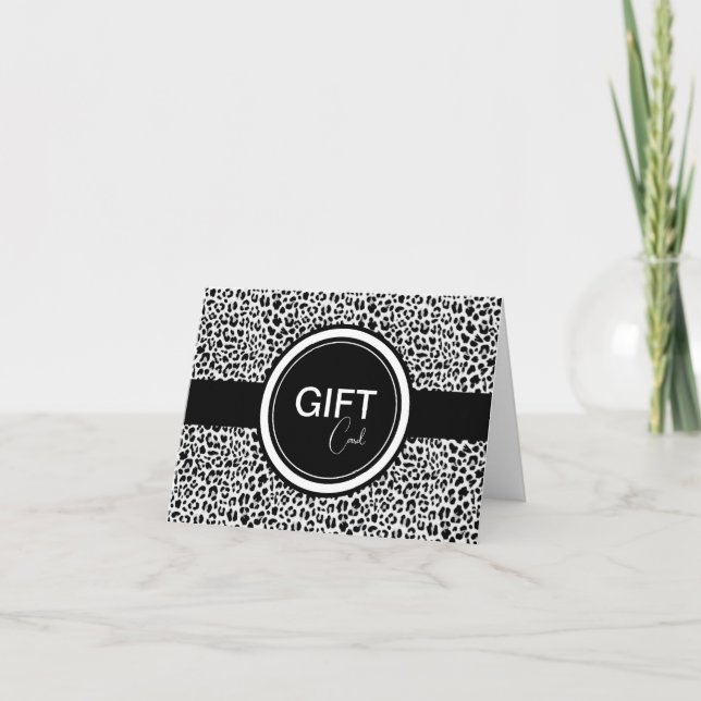 Chic Black and White Animal Print Gift Card Holder (Front)