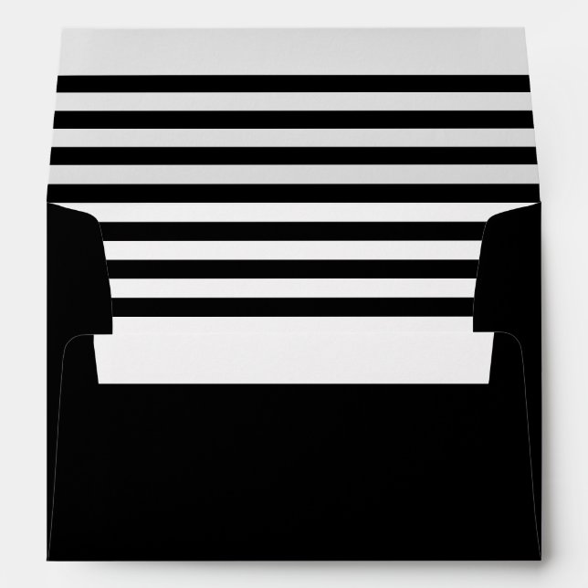 Chic black and white bold stripe lined envelopes (Back (Bottom))