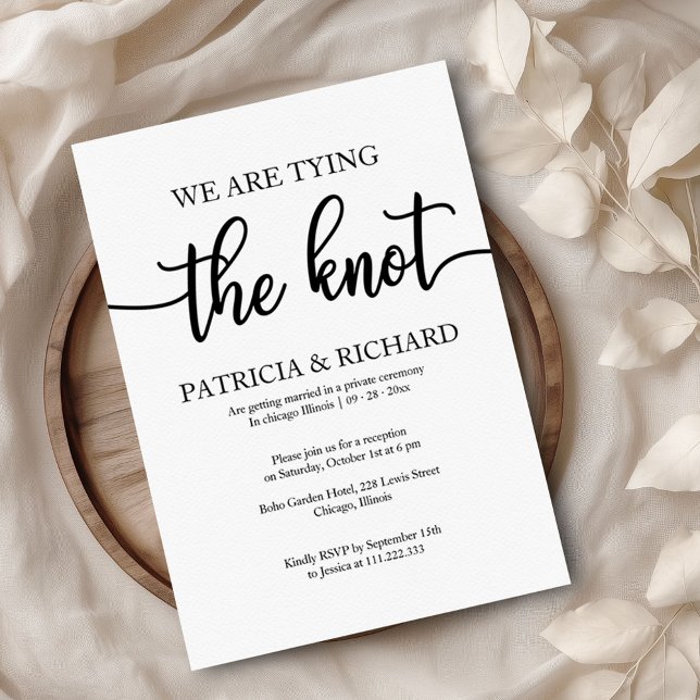 Chic Black And White Calligraphy Elopement Wedding Invitation (Creator Uploaded)