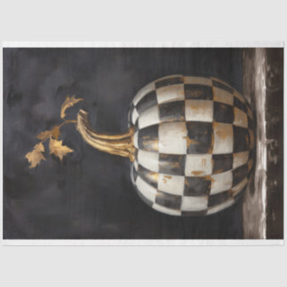 Chic black and white chequered pumpkin and gold st tissue paper