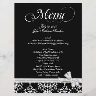 Chic Black and White Custom Wedding Menu