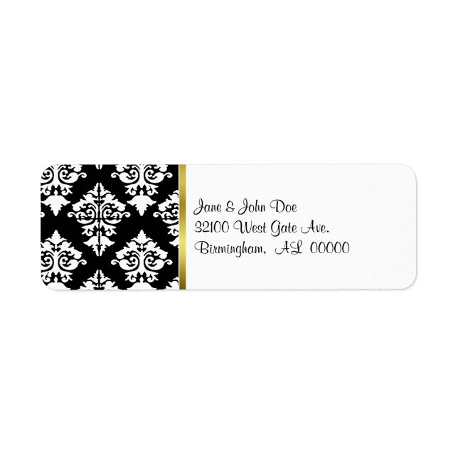 Chic Black and White Damask Labels (Front)