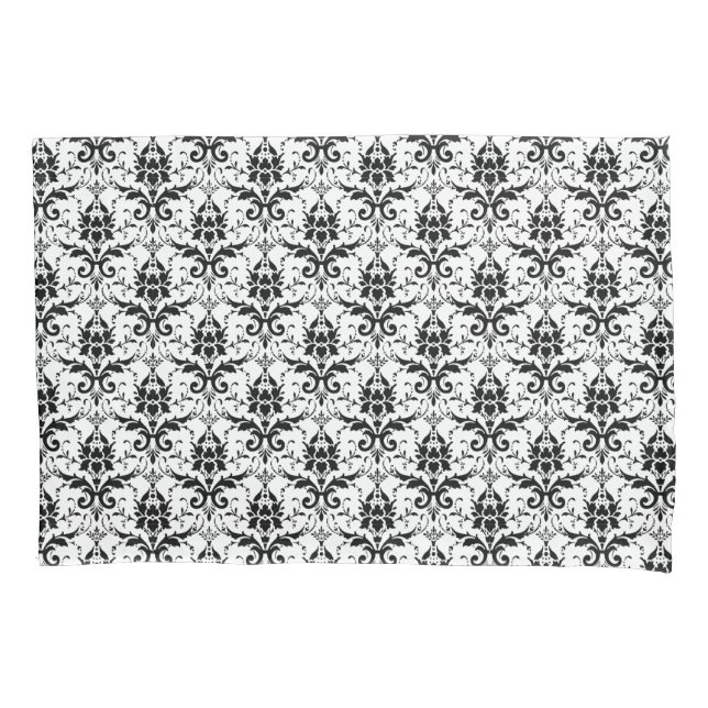 Chic Black and White Damask Pillow Case (Front)