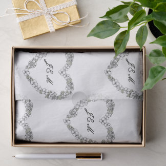 Chic Black and White Floral Monogram Wedding Tissu Tissue Paper