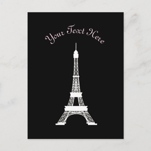 Chic Black and White French Style Eiffel Towers Postcard (Front)