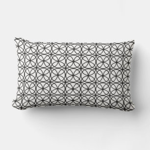 Chic Black and White Geometric Outdoor Lumbar Cushion