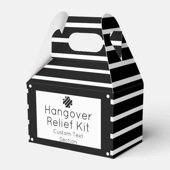Chic Black and White Hangover Relief Kit Favour Box (Front Side)