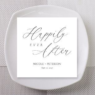 Chic Black and White Happily Ever After Wedding Napkin