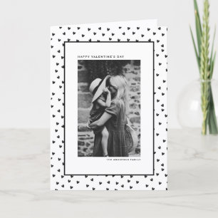 Chic Black and White Heart Pattern Valentine's Day Holiday Card