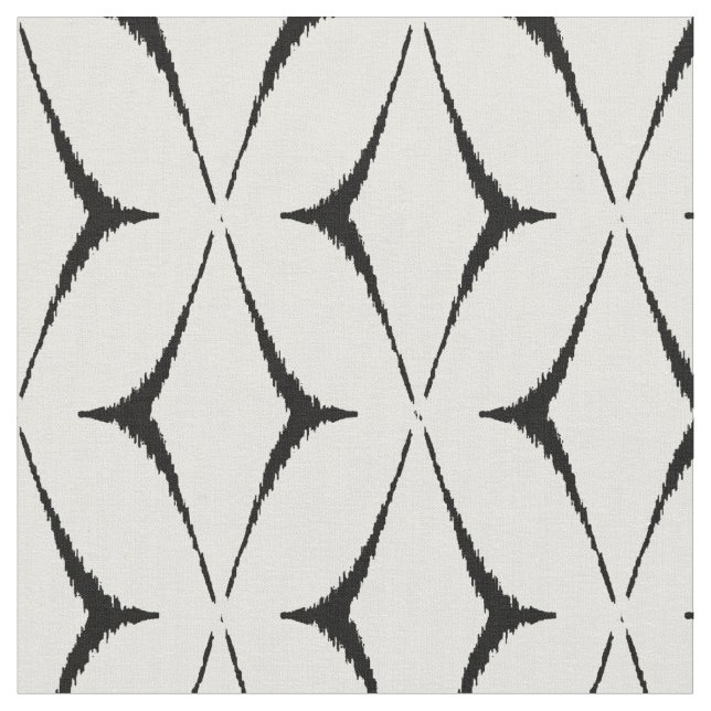 Chic black and white ikat tribal pattern fabric (Close Up)