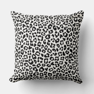 Chic Black and White Leopard Accent Throw Pillow
