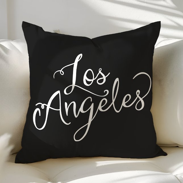 Chic Black and White Los Angeles Typography Cushion (Creator Uploaded)
