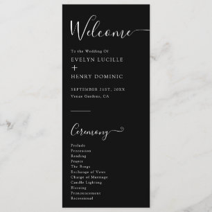 Chic Black and White Minimalist Wedding Ceremony Programme