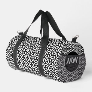 Chic Black and White Monogram Duffel Bag