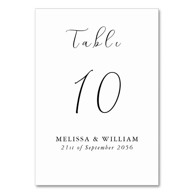 Chic Black and White Monogram Wedding Table Number (Front)