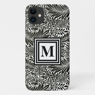Chic Black and White Monogrammed Botanical Pattern Case-Mate iPhone Case