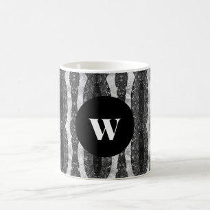 Chic Black and White Ornamental Monogrammed Coffee Mug