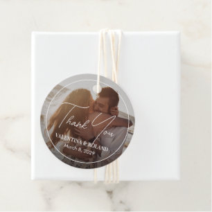 Chic Black and White Photo Modern Wedding Favour Tags