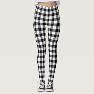 Chic Black And White Plaid Gingham Chequered Leggings