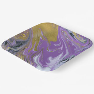 Chic Black and White Square Paper Plate