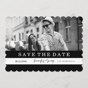 CHIC BLACK AND WHITE STRIPES SAVE THE DATE