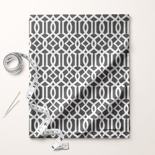 Chic Black and White Trellis Lattice Pattern Fabric