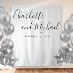 Chic Black And White Wedding Photo Booth Backdrop Tapestry<br><div class="desc">Featuring chic typography script,  this chic wedding photo booth backdrop can be personalised with your names and special date. Designed by Thisisnotme©</div>