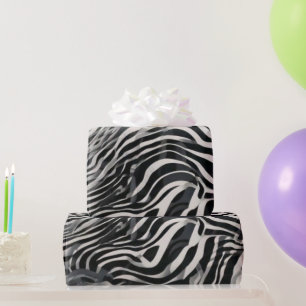 Chic Black and White Zebra Print Luxury Animal Wrapping Paper