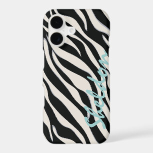 Chic black and white zebra print monogram