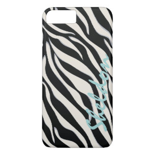 Chic black and white zebra print monogram Case-Mate iPhone case