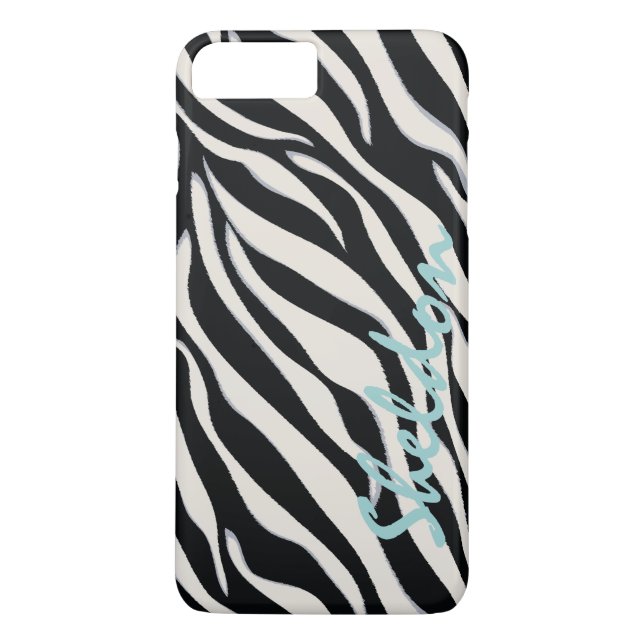 Chic black and white zebra print monogram Case-Mate iPhone case (Back)