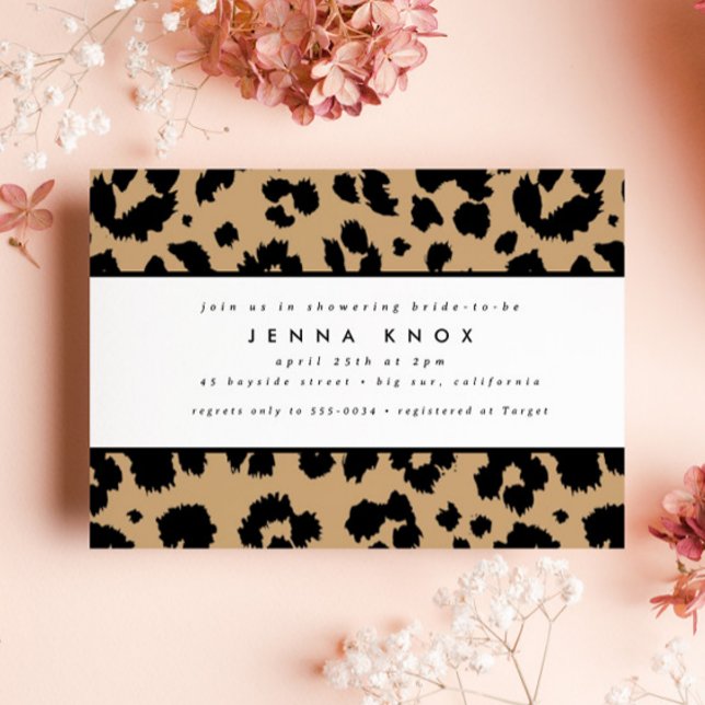 Chic Black Animal Print Leopard Bridal Shower Invitation (Creator Uploaded)
