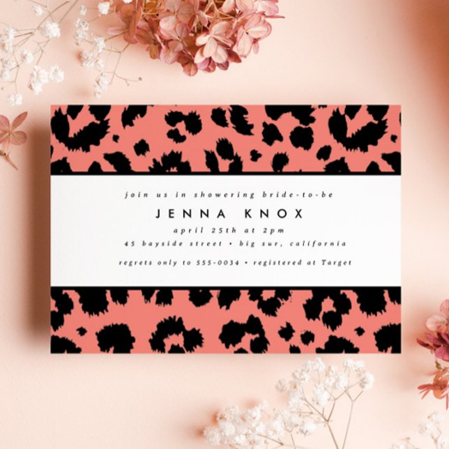 Chic Black Animal Print Leopard Bridal Shower Invitation (Creator Uploaded)