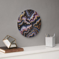 Chic Black Blue Violet Purple Gold Marble Pattern