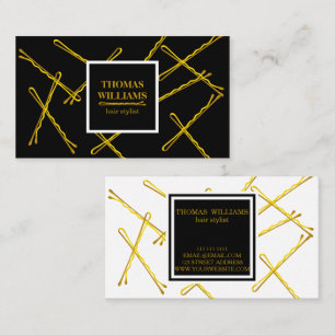 Chic Black Bobby Pins Hair Stylist Salon Business Card