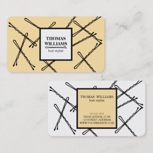 Chic Black Bobby Pins Hair Stylist Salon Business Card