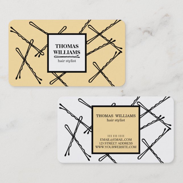 Chic Black Bobby Pins Hair Stylist Salon Business Card (Front/Back)