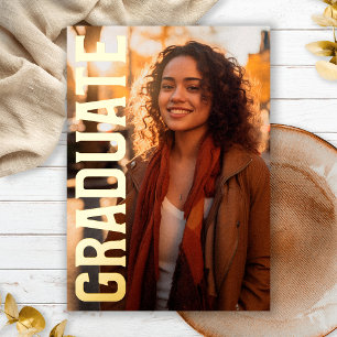 Chic Black Bold Gold Foil Photo Graduation Party