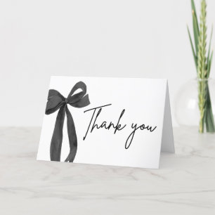 Chic Black Bow Coquette Graduation Thank You Card