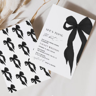 Chic Black Bow She's Tying the Knot Bridal Shower Invitation