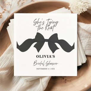 Chic Black Bow She's Tying the Knot Bridal Shower Napkin